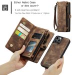 CaseMe 008 magnetic detachable wallet case for iPhone 12 Pro and iPhone 12 Pro Max in brown